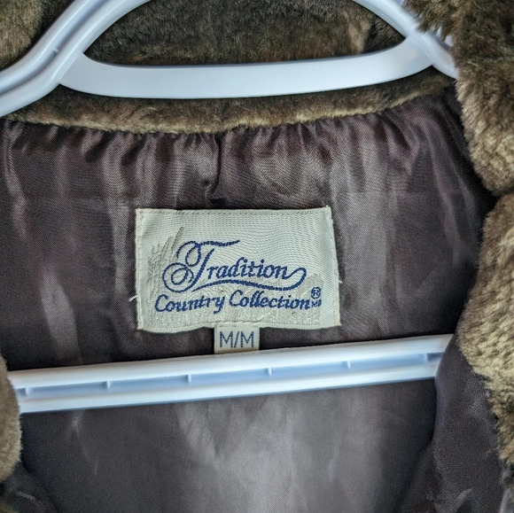 Vintage Tradition Country Collection Faux  Fur Brown Zip Up Vest Women Medium - Picture 3 of 7